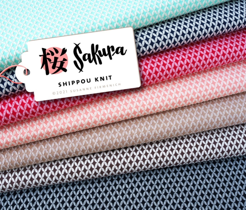 Preview: Bio Jacquard Jersey - 3D Shippou Knit - meringa/brown - Sakura - Hamburger Liebe - Albstoffe