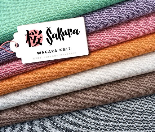 Preview: RESTSTÜCK 0,30m !!! - Bio Jacquard Jersey - 3D Wagara Knit - melone/nepal - Sakura - Hamburger Liebe - Albstoffe
