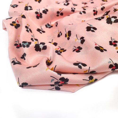 Satin Stretch - Blumendruck - rosa