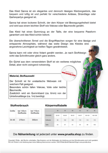 Papierschnittmuster - Kleid Sanna - Damen - Prülla