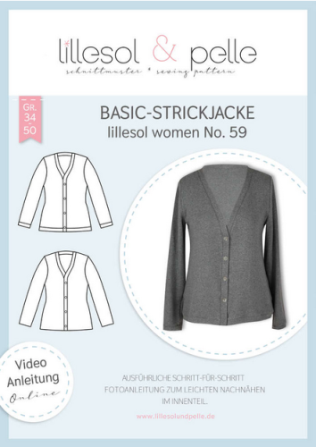 Papierschnittmuster - Basic Strickjacke No. 59 - Damen - Lillesol & Pelle