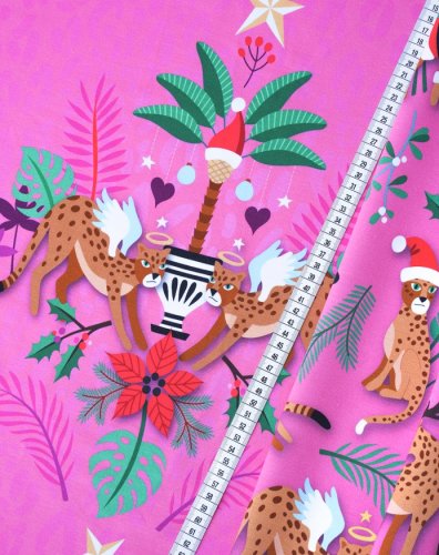 Preview: Bio Sweat Panel - Leo - Col. 01 rosa - Wild Xmas - Hamburger Liebe - Albstoffe