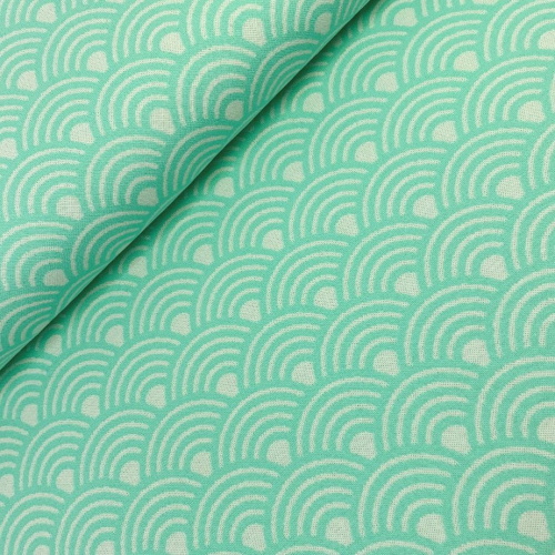 RESTSTÜCK 1,90m !!! - Bio Jacquard - Seigaiha - Col.04 - meringa/verdino - Sakura - Hamburger Liebe