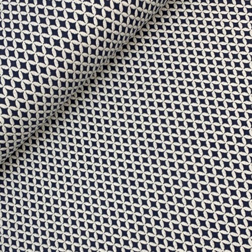 RESTSTÜCK 90cm !!! - Bio Jacquard Jersey - 3D Shippou Knit - meringa/blue navy - Sakura - Hamburger Liebe - Albstoffe