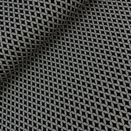 RESTSTÜCK 60cm !!! - Bio Jacquard Jersey - 3D Shippou Knit - mittelgrau mélange/schwarz - Sakura - Hamburger Liebe - Albstoffe