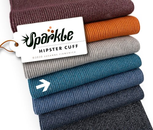 Bio Schlauchbündchen - Hipster Cuff - petrol Glitzer silber - A12 - Sparkle - Hamburger Liebe - Albstoffe