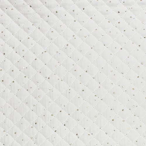 RESTSTÜCK 90cm !!! - Musselin Stepper - Raute klein - Punkte gold - offwhite