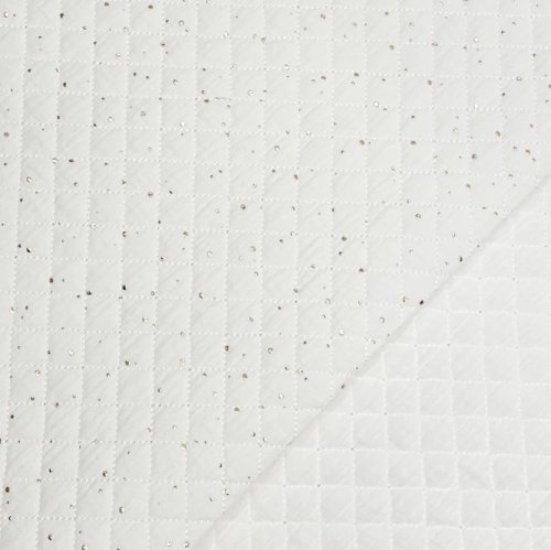 RESTSTÜCK 90cm !!! - Musselin Stepper - Raute klein - Punkte gold - offwhite