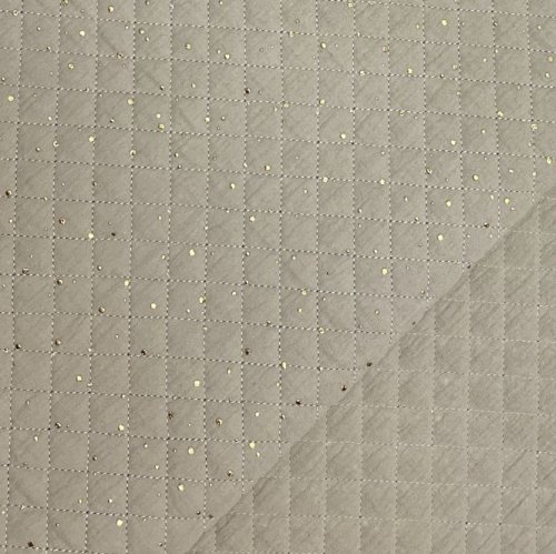 RESTSTÜCK 90cm !!! - Musselin Stepper - Raute klein - Punkte gold - taupe