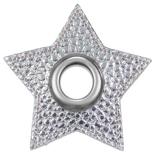 Kunstlederösen - Patches - Stern - silber metallic