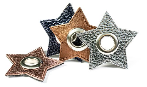 Kunstlederösen - Patches - Stern - kupfer metallic
