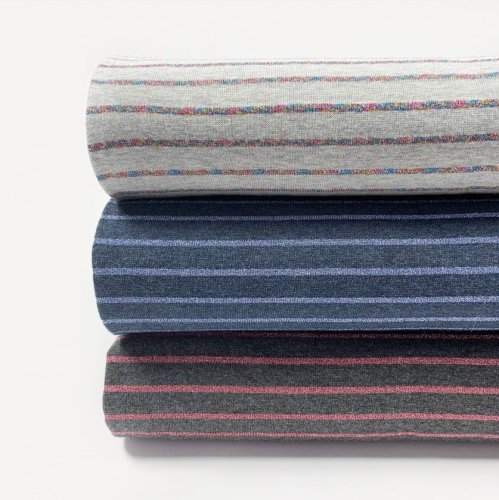 Jersey - Streifen - Glitzer - grau