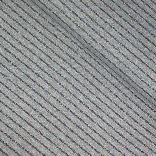 Jersey - Streifen - Glitzer - grau