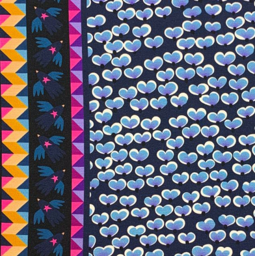 Preview: RESTSTÜCK 0,40m !!! - Bio Sweat - Strew Flowers - Col. 04 blue - Glory - Hamburger Liebe - Albstoffe