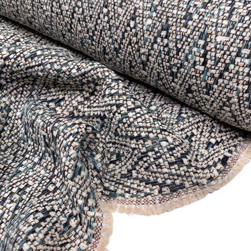 RESTSTÜCK 1,50cm !!! - Struktur Jacquard Mantelstoff - Kenzie - marine/petrol