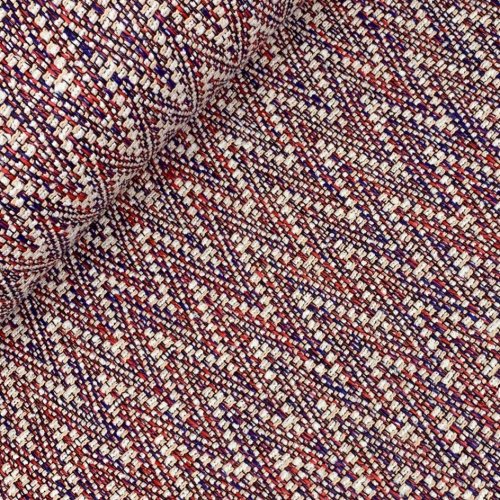 Struktur Jacquard Mantelstoff - Kenzie - blau/rot