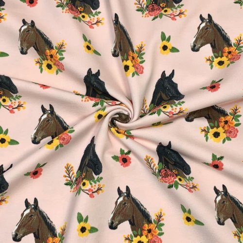 French Terry - Flower Horse - nude