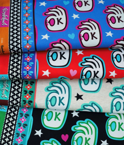 Preview: RESTSTÜCK 1,60m !!! - Bio Sweat - It´s ok - Col. 01 - blau - Wonderland - Hamburger Liebe - Albstoffe