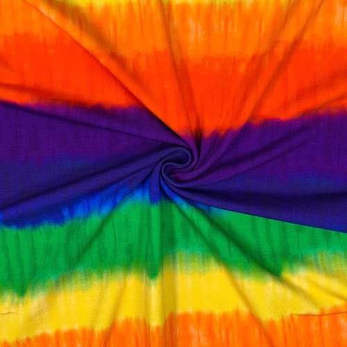 Preview: RESTSTÜCK 2,10m !!! - French Terry - Tie & Dye - Big Stripes - Rainbow