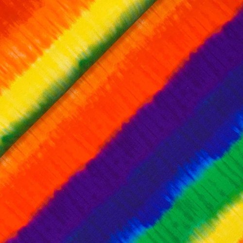 RESTSTÜCK 2,10m !!! - French Terry - Tie & Dye - Big Stripes - Rainbow