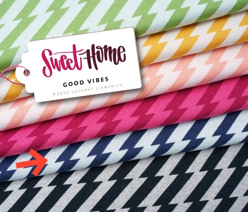 Bio Jacquard - Good Vibes - Col. 05 - meringa/blue navy - Sweet Home - Hamburger Liebe - Albstoffe