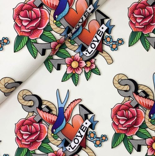 Bio Jersey - Tattoo Love - Col. 01 - Ahoy - Hamburger Liebe - Albstoffe