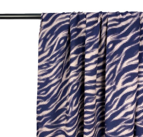RESTSTÜCK 2,30m !!! - Viskose - Tiger Dots - beige dunkelblau - Urban Jungle - Swafing by Thorsten Berger