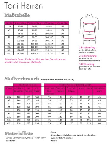 Papierschnittmuster - Hoodie Toni - Herren - Fadenkäfer