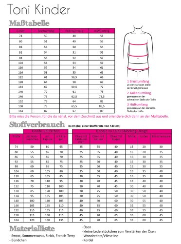Papierschnittmuster - Hoodie Toni  - Kinder - Fadenkäfer
