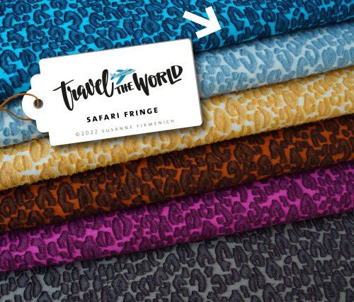 Bio Jacquard - Safari Fringe - A16/A10 - türkis/blue navy - Travel the World - Hamburger Liebe - Albstoffe