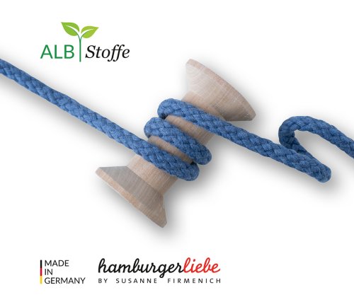 Bio Rundkordel - Twist Me - Big - 1,2 cm - A33 jeans-melange - Albstoffe - Hamburger Liebe