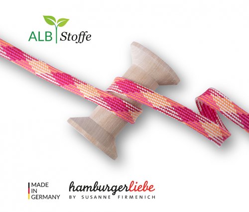 Bio Flachkordel - Twist Me - Plaid - 1,5 cm - Col.1 - Albstoffe - Hamburger Liebe