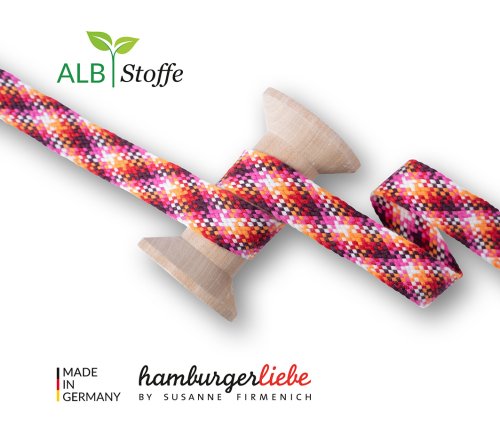 Bio Flachkordel - Twist Me - Check - 2,4 cm - Col.2 - Albstoffe - Hamburger Liebe