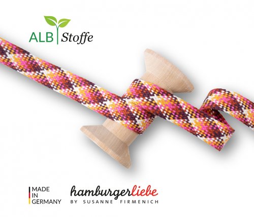 Bio Flachkordel - Twist Me - Check - 2,4 cm - Col.4 - Albstoffe - Hamburger Liebe