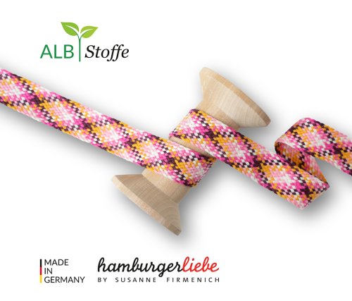Bio Flachkordel - Twist Me - Check - 2,4 cm - Col.6 - Albstoffe - Hamburger Liebe