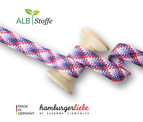 Bio Flachkordel - Twist Me - Check - 2,4 cm - Col.14 - Albstoffe - Hamburger Liebe