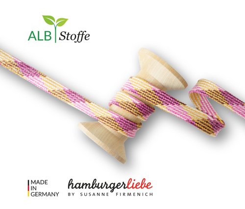 Bio Flachkordel - Twist Me - Plaid - 1,5 cm - Col.13 - Albstoffe - Hamburger Liebe