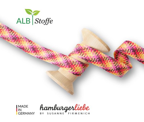 Bio Flachkordel - Twist Me - Check - 2,4 cm - Col.13 - Albstoffe - Hamburger Liebe