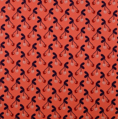 Baumwolle Twill Druck laminiert - Very Cherry - koralle - In my Garden - Hamburger Liebe