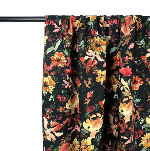 RESTSTÜCK 0,50m!!! - Viskose - Autumn Flowers - black