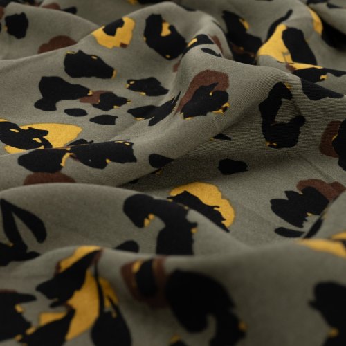Viskose Twill - Viola Leo - khaki/black
