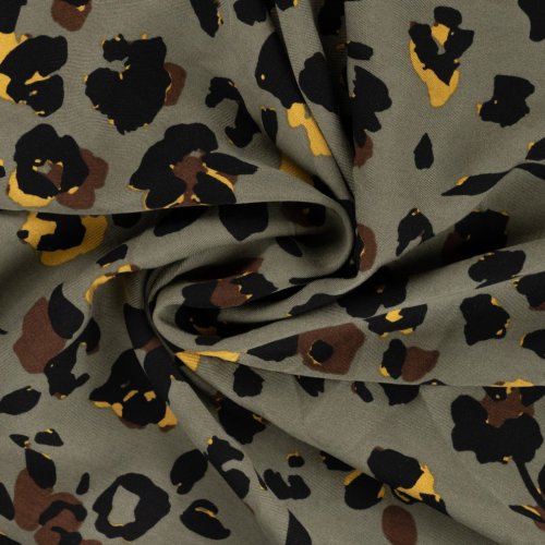 Viskose Twill - Viola Leo - khaki/black