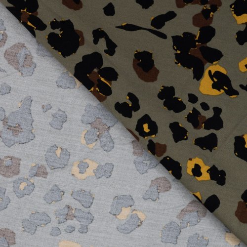 Viskose Twill - Viola Leo - khaki/black