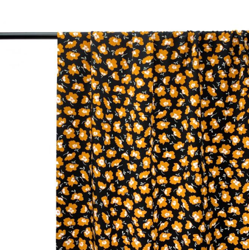 RESTSTÜCK 0,60m !!! - Viskose - Blomster - black