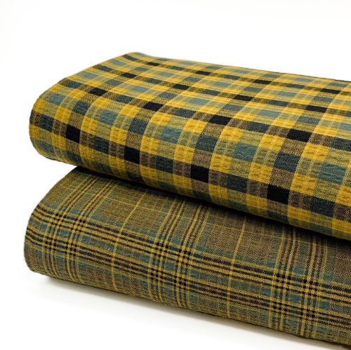 Viskose - Washed Checks kariert - ochre/dusty green