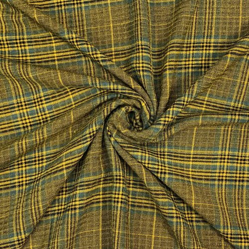 Viskose - Washed Checks kariert - ochre/dusty green