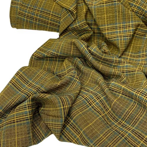 Viskose - Washed Checks kariert - ochre/dusty green