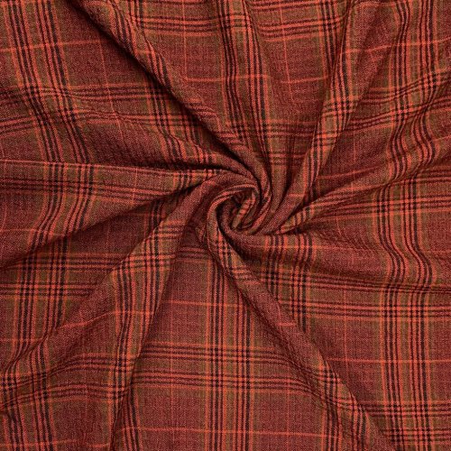 Viskose - Washed Checks kariert - terra/tobacco