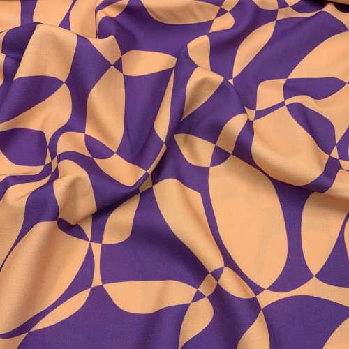 Viskose - Compass Circles - flieder/apricot