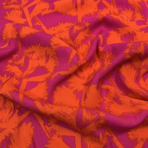Viskose Crepe - Frosted Flowers - fuchsia/orange